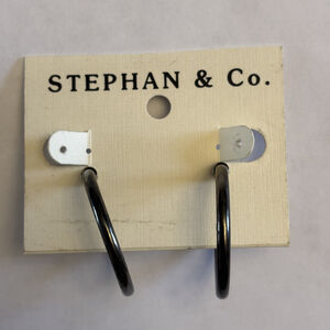 Stephan & Co. Gunmetal Dark Metallic Medium Hoop Earrings NWT